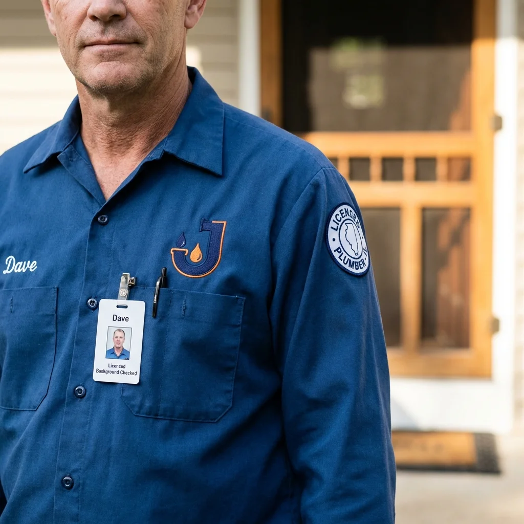 Licensed plumber showing ID badge in Payne, OH