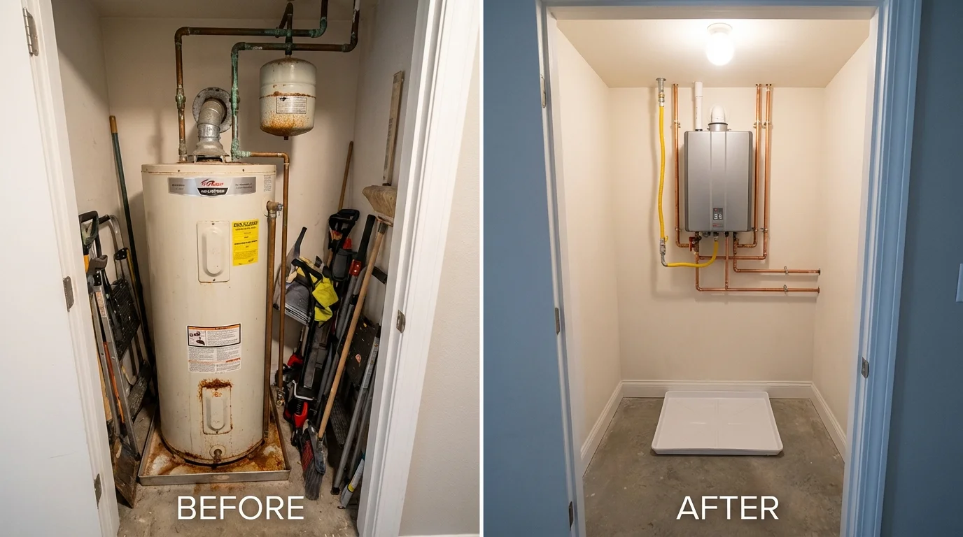Tank water heater versus wall-mounted tankless unit comparison for Payne, OH homeowners